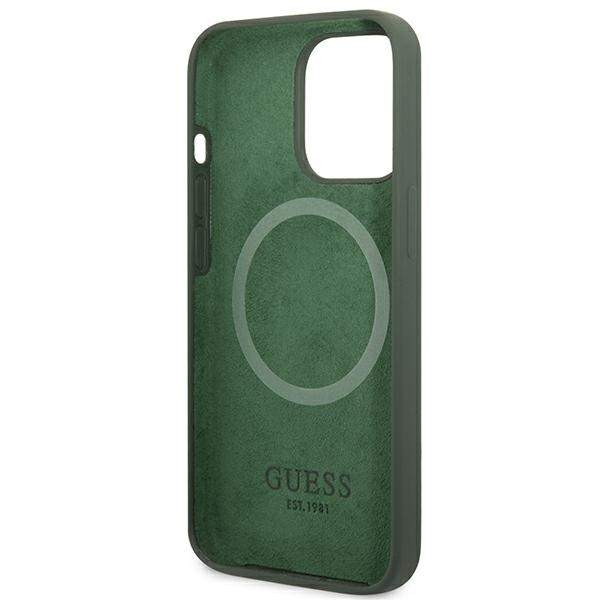 Etui GUESS Apple iPhone 13 Pro Max Silicone Logo Plate MagSafe Zielony Hardcase