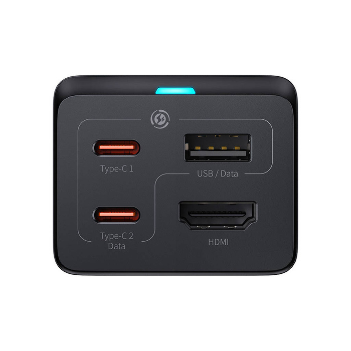 Baseus szybka ładowarka sieciowa GaN5 Pro HUB HDMI 2 x USB-C / USB-A / HDMI 4K 30Hz 1,5m czarna + kabel USB-C - USB-C 100W 40Gb/s (USB4) 1m (CCGP110201)