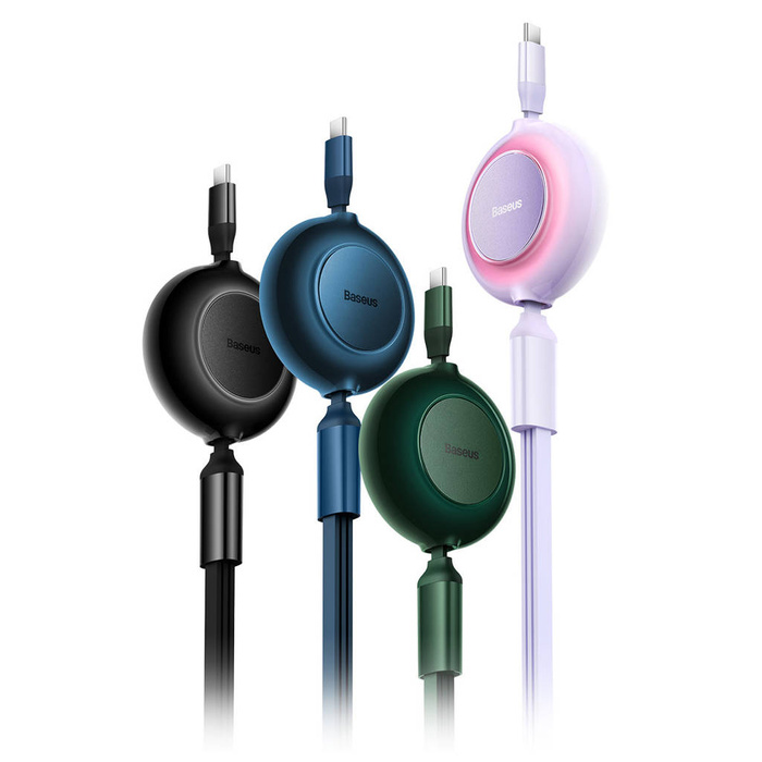 Baseus Bright Mirror 2 zwijany kabel przewód 3w1 USB Typ C - micro USB + Lightning + USB Typ C 3.5A 1.1m niebieski (CAMJ010203)