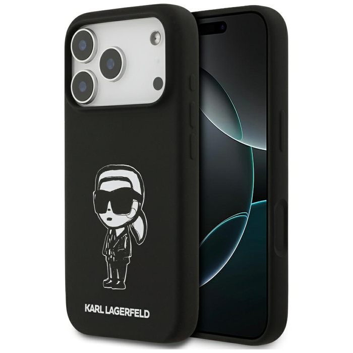 Etui Karl Lagerfeld Silicone Karl Sketch & Logo MagSafe do iPhone 17 Pro czarny