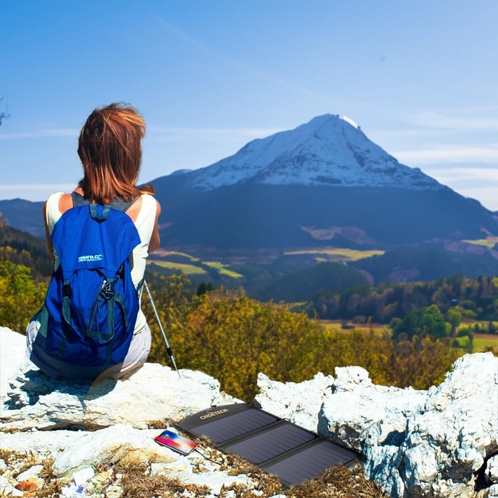 Choetech składana ładowarka solarna słoneczna fotowoltaiczna 19W 2x USB 2,4A czarny (SC001)