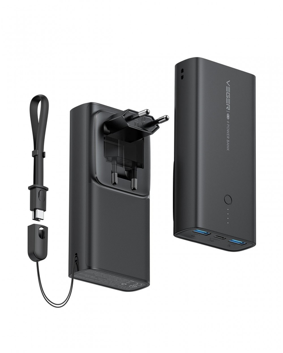 VEGER powerbank 10000 mAh PD QC3.0 20W ACE100 (W1146) czarny.