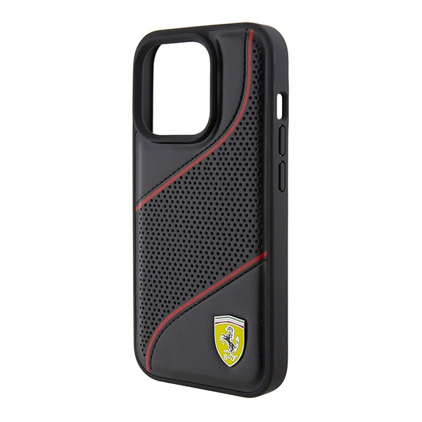 Etui Ferrari FEHCP15LPWAK iPhone 15 Pro 6.1" czarny/black hardcase Perforated Waves Metal Logo Case