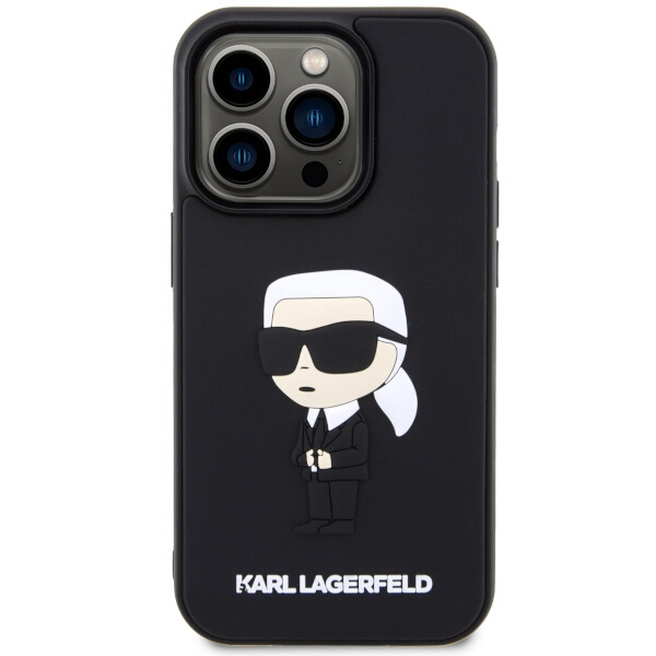 Etui Karl Lagerfeld KLHCP14L3DRKINK iPhone 14 Pro 6.1" czarny/black hardcase Rubber Ikonik 3D Case