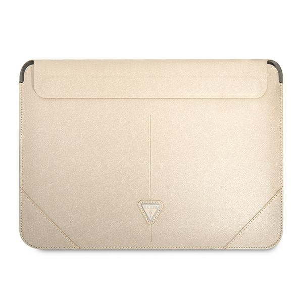 Etui GUESS Laptop 13 14 Sleeve Saffiano Triangle Logo Beżowy Case