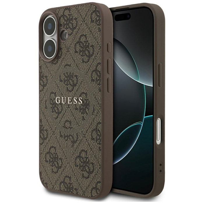 Etui Guess 4G Ring Classic Logo MagSafe  do iPhone 17 brązowy