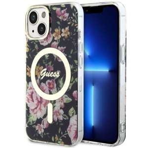 Etui Guess GUHMP14SHCFWSK iPhone 14 6.1" czarny/black hardcase Flower MagSafe Case