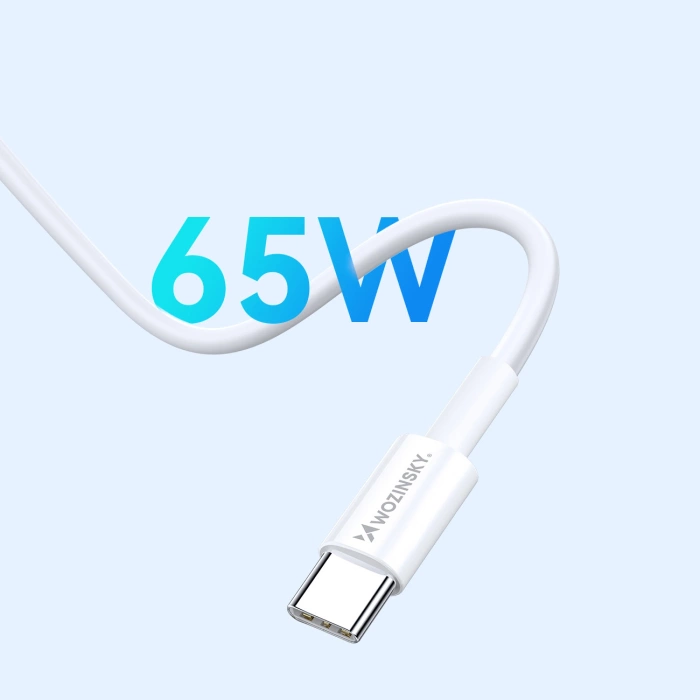 Wozinsky ładowarka GaN 65W z portami USB 2xUSB-C z kabelm C-C 65W - biała