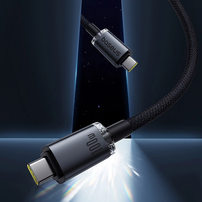 Baseus kabel Crystal Shine USB3.2 Full-Featured Fast-Charging Data Cable USB-C to USB-C 100W 1.5m 20Gb Cluster czarny