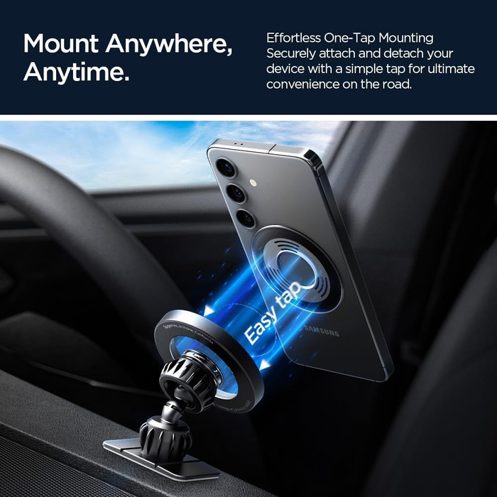 UCHWYT SPIGEN MFT13 MAGNETIC MAGSAFE DASHBOARD & VENT CAR MOUNT SREBRNY