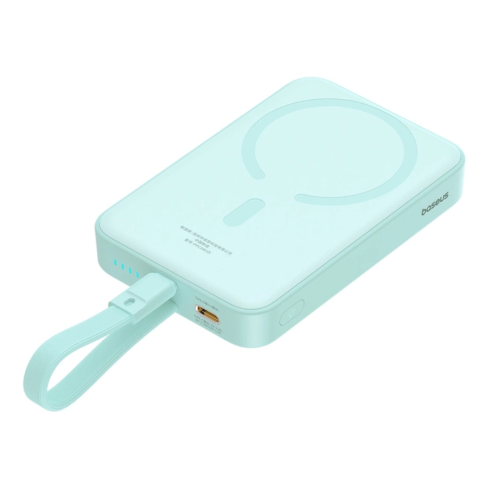 Powerbank Baseus Magnetic Mini MagSafe 10000mAh 20W z wbudowanym kablem Lightning 0.3m Niebieski