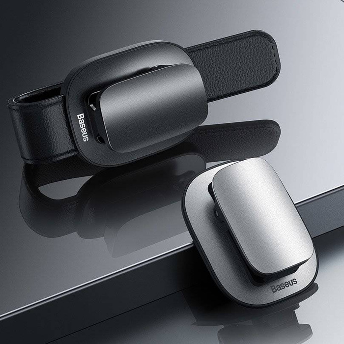 Baseus samochodowy uchwyt klips na okulary do okularów srebrny (ACYJN-B0S)
