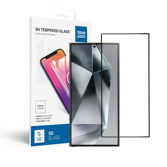 Szkło hartowane do Samsung Galaxy S24 ULTRA (full glue / case friendly) Blue Star 5D czarne