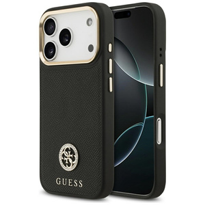 Etui Guess Grained Strass Logo MagSafe   do iPhone 17 Pro czarny