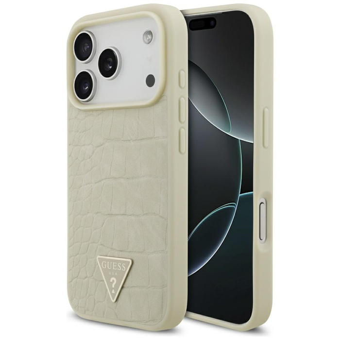 Etui Guess Croco Triangle Logo MagSafe   do iPhone 17 Pro złoty