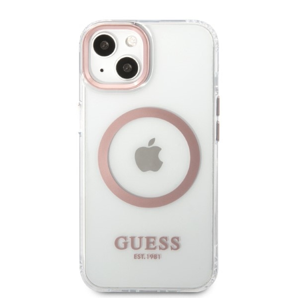 Etui GUESS Apple iPhone 13 Metal Outline Magsafe Różowy Hardcase