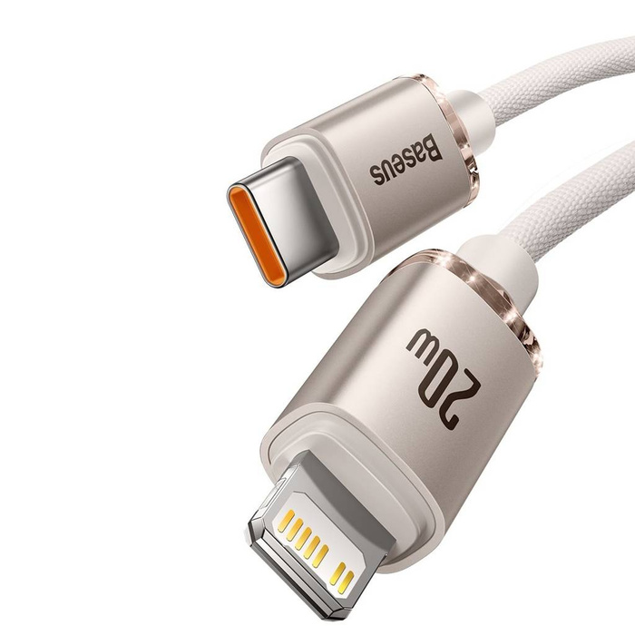 Baseus Crystal Shine Series kabel USB Typ C - Lightning szybkie ładowanie Power Delivery 20W 1,2m różowy (CAJY001304)