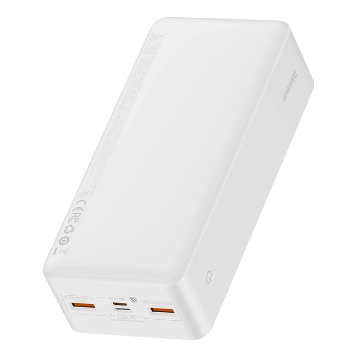 Baseus Bipow powerbank z szybkim ładowaniem 30000mAh 20W biały (Overseas Edition) + kabel USB-A - Micro USB 0.25m biały (PPBD050402)
