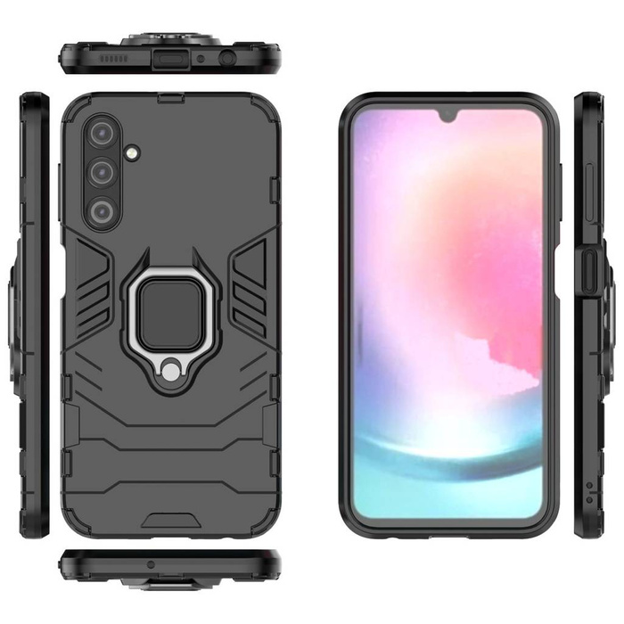 Etui Ring Armor etui do Samsung Galaxy A24 4G pancerny pokrowiec uchwyt magnetyczny ring czarne Case