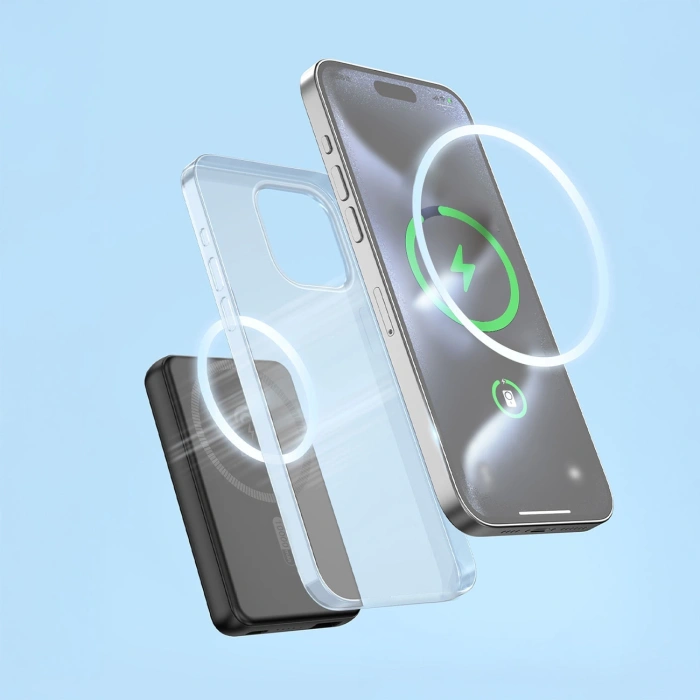 Powerbank Dudao K14S+ 10000mAh 20W USB-A / USB-C / MagSafe z podstawką - czarny