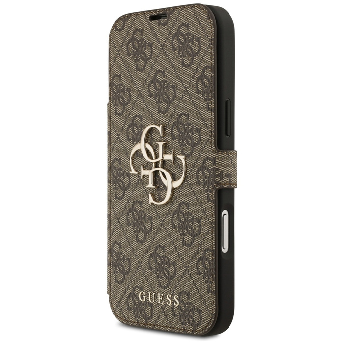 Etui Guess Book 4G Metal Logo do iPhone  17 Pro Max brązowy