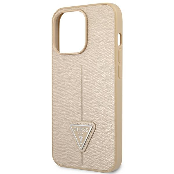 Etui GUESS Apple iPhone 14 Pro Max SaffianoTriangle Logo Beżowy Hardcase