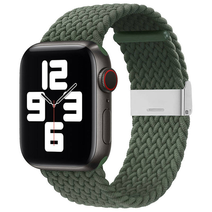 Strap Fabric opaska do Watch 7 / 6 / SE / 5 / 4 / 3 / 2 (41mm / 40mm / 38mm) pleciony materiałowy pasek bransoletka do zegarka zielony