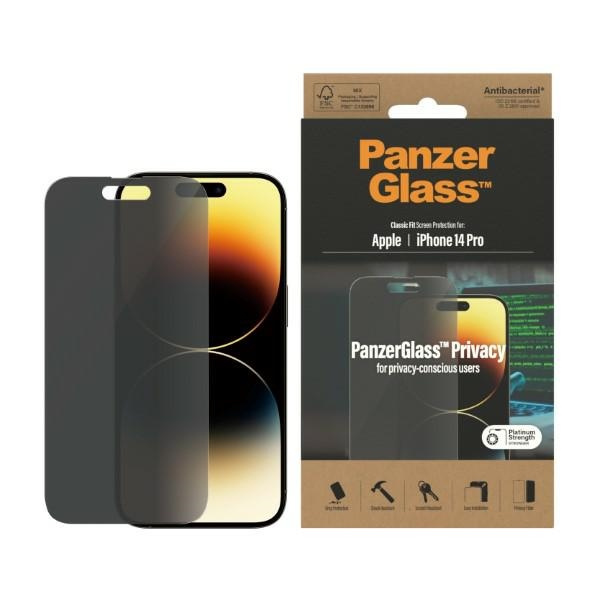 PanzerGlass Classic Fit iPhone 14 Pro 6,1" Privacy Screen Protection Antibacterial P2768