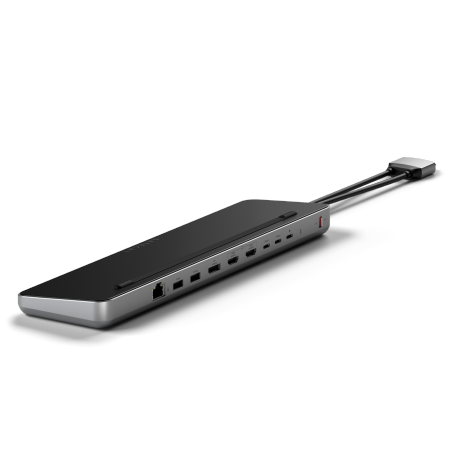 Satechi Dual Dock Stand - stacja dokująca do MacBook z podwójnym USB-C (USB-C PD 75W, 2x USB-C 5Gbps i 10 Gbps, 2x HDMI 2.0, 1x DisplayPort 1.4, 2x USB-A 5Gbps i 10 Gbps, Gigabit Ethernet, 1x M.2 SATA/NVMe SSD Port) (space gray)