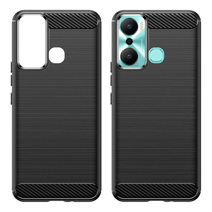 Etui Carbon Case etui do Infinix Hot 20 Play elastyczny silikonowy karbonowy pokrowiec czarne Case