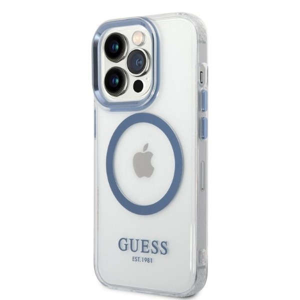 Etui GUESS Apple iPhone 14 Pro Metal Outline Magsafe Niebieski Hardcase