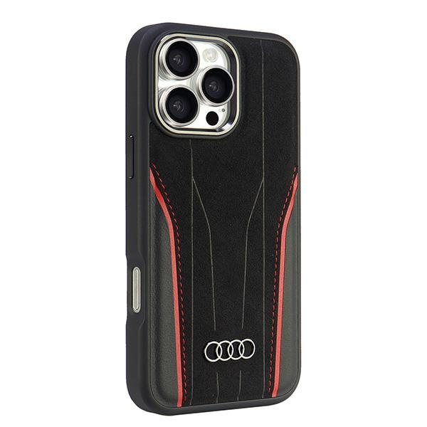 Audi Genuine Leather MagSafe iPhone 16Pro Max 6.9" czarno-czerwony/black-red hardcase AU-TPUPCMIP16PM-R8/D3-RD