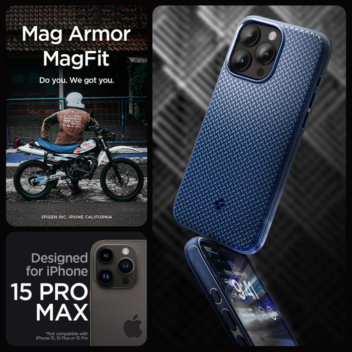 Etui iPhone 15 Pro Max Spigen Mag Armor Magsafe Navy Blue Case