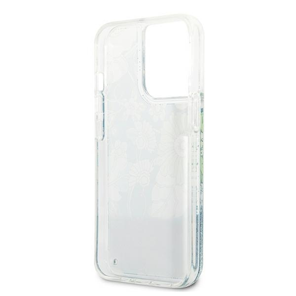 Etui GUESS Apple iPhone 13 13 Pro Flower Liquid Glitter Zielony Hardcase