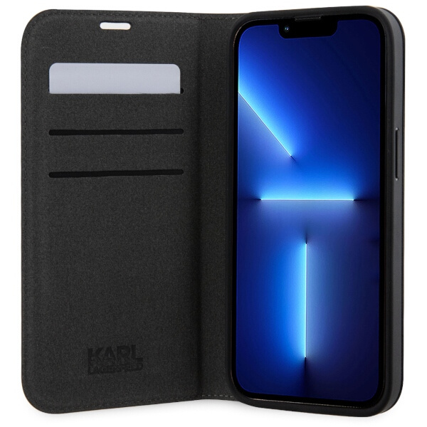 Etui Karl Lagerfeld KLBKP14XSANKCPK iPhone 14 Pro Max 6.7" bookcase czarny/black Saffiano Karl & Choupette Case