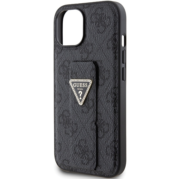 Etui Guess GUHCP15SPGS4TDK iPhone 15 6.1" czarny/black hardcase Grip Stand 4G Triangle Strass Case