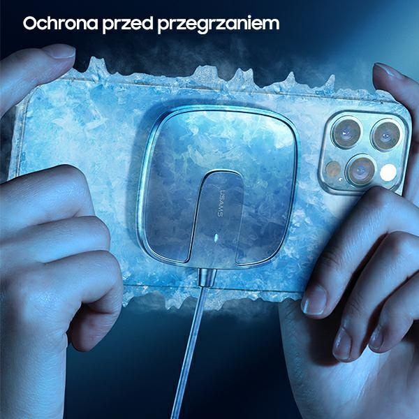 Ładowarka Indukcyjna USAMS Apple iPhone 12 Magnetic W1 15W Extra-thin US-CD159 CD159DZ01 Czarny