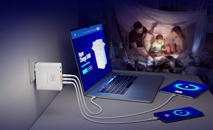 3MK HyperCharger 140W 3xUSB-C + 2xUSB ładowarka sieciowa GAN, PD+QC