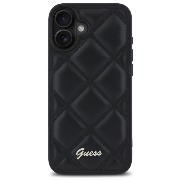 Etui Guess iPhone 16 6.1" czarny/black hardcase Quiled Metal Logo