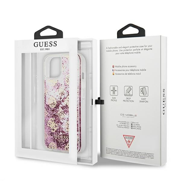 Etui GUESS Apple iPhone 13 Mini Peony Liquid Glitter Różowy Hardcase