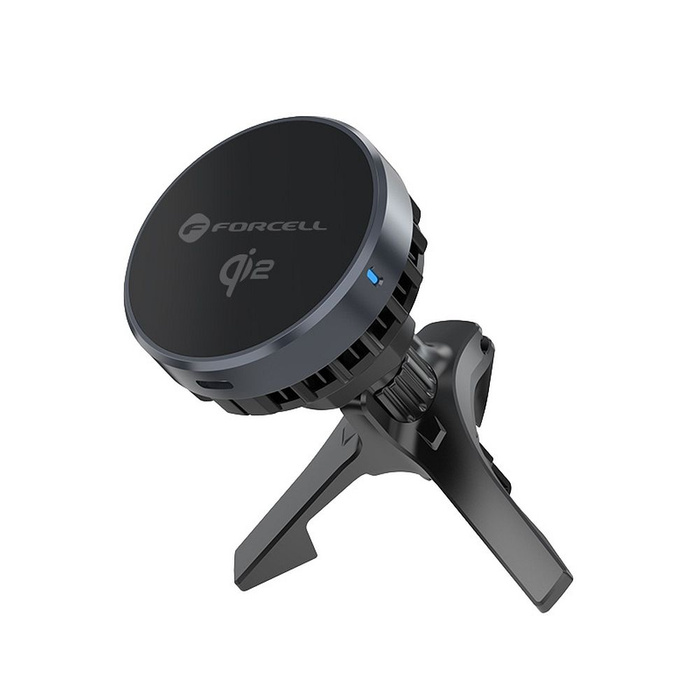 Uchwyt na telefon do samochodu magnetyczny zgodny z MagSafe Forcell F-Grip Cool Mag z technologią chłodzenia Cold Protect Qi2 15W do szyby / deski / kratki czarny