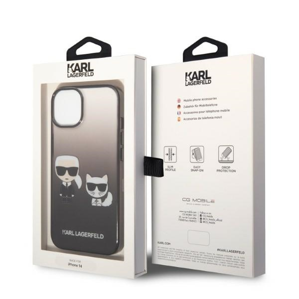 Etui KARL LAGERFELD Apple iPhone 14 Gradient Ikonik Karl & Choupette Czarny Hardcase