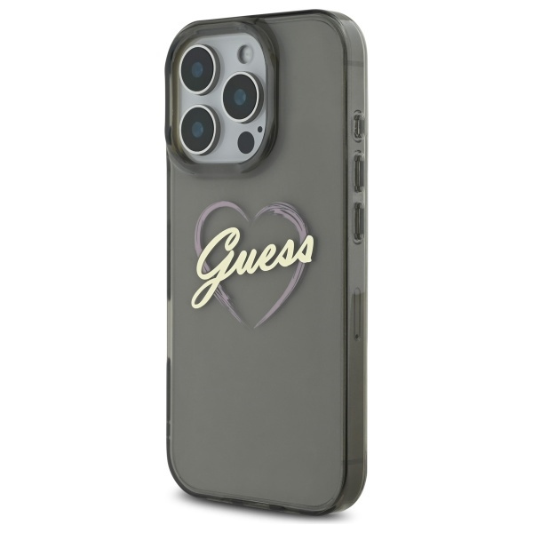 Etui Guess iPhone 16 Pro 6.3" czarny/black hardcase IML Heart
