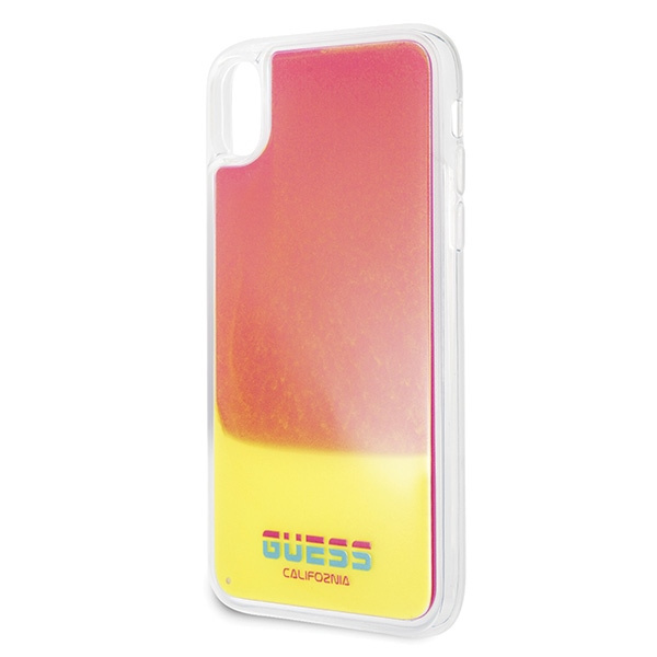Etui Guess iPhone X XS różowe Pink hard Case California Glow in the dark