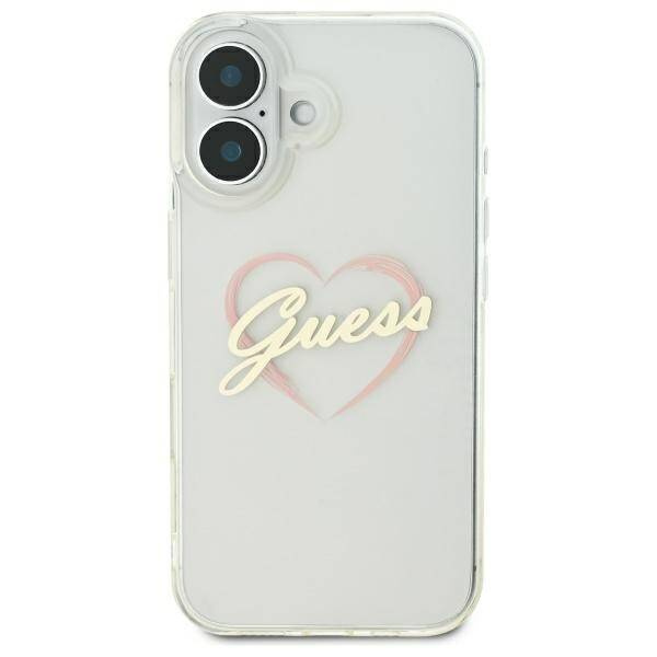 Etui Guess iPhone 16 6.1" przeźroczysty/transparent hardcase IML Heart