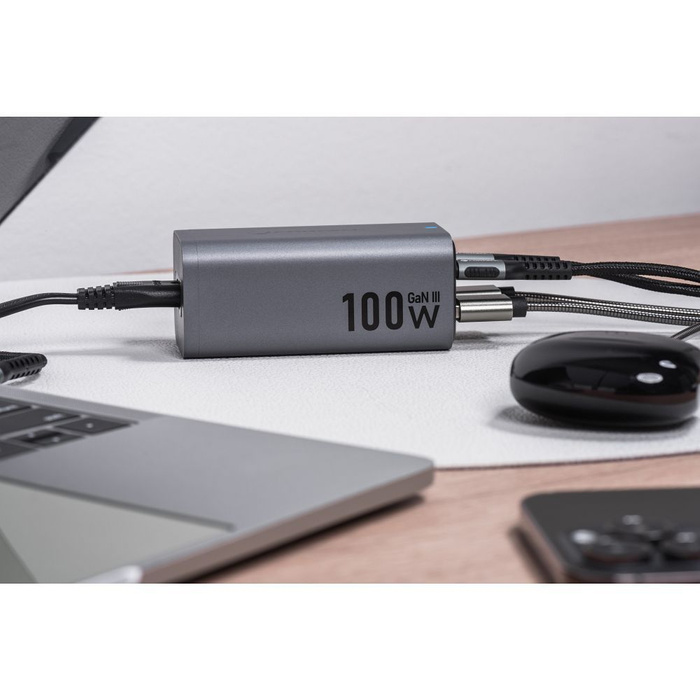 Ładowarka biurkowa Forcell F-Energy GaN III 2 x USB C + 2 x USB A QC4.0 PD 5A 100W VT-49 szara