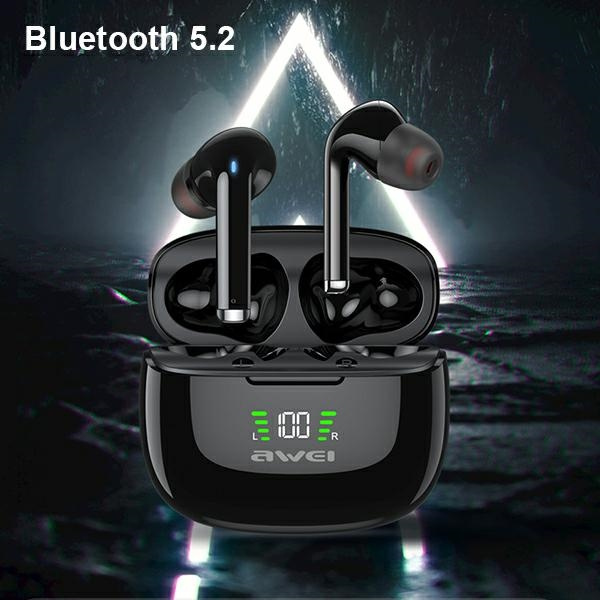 Słuchawki Bezprzewodowe AWEI Bluetooth 5.2 TA8 TWS Sportowe Stacja Dokująca Czarny