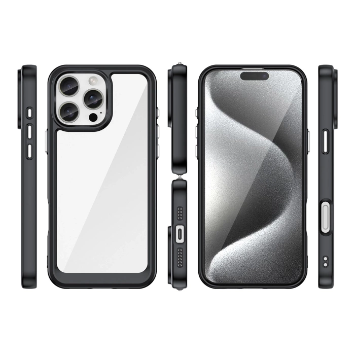 Etui Outer Space Case z żelową ramką do iPhone 16 Pro - czarne