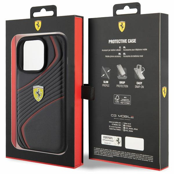 Etui Ferrari FEHCP15LPTWK iPhone 15 Pro 6.1" czarny/black hardcase Twist Metal Logo Case