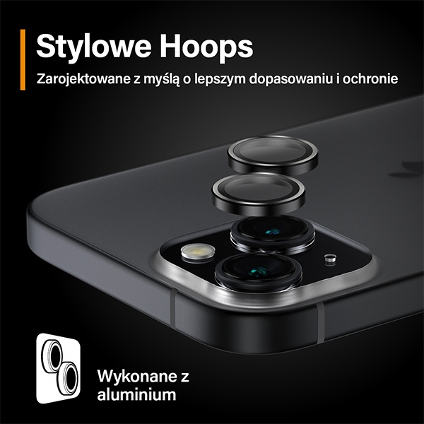 PanzerGlass Hoops Camera iPhone 156.1" / 15 Plus 6.7" czarny/black 1138 camera lens protector hoop optic rings